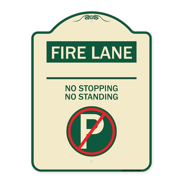 Signmission Fire Lane No Stopping No Standing W/ No Parking Heavy-Gauge Aluminum Sign, 24" x 18", TG-1824-24002 A-DES-TG-1824-24002 - main